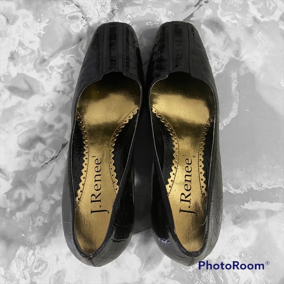 J. Renee Black Reptile Skin Patterned Shoes - Picture 2 of 9